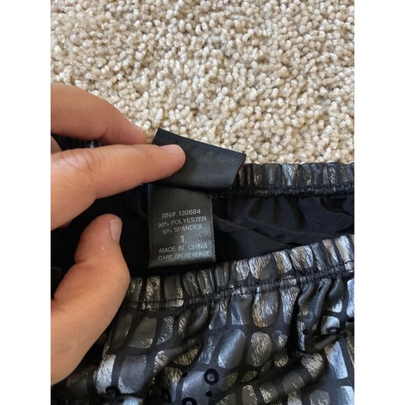 Torrid Leggings Size 1 Women's Black Shiny Sequin Animal Print Pull On Leggings - Picture 9 of 10